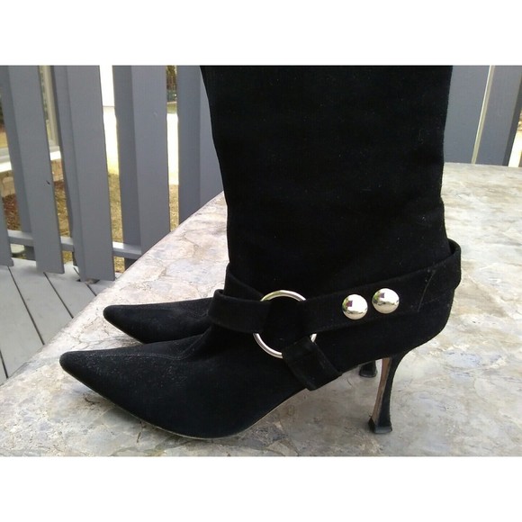 Brian Atwood black suede leather tall boots heels size 37 us 6.5, made in italy - Picture 3 of 7